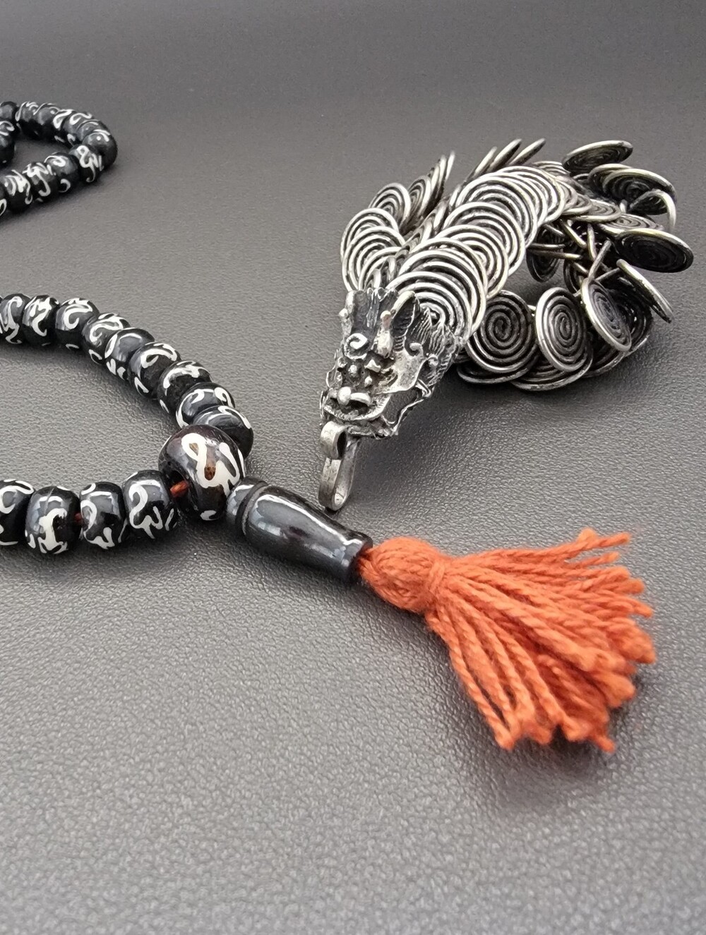 108 Bead Tibetan Style Mala Prayer Necklace & Dragon Cuff Bracelet Bundle | Zen